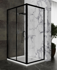 Душевой уголок Roxen Caspia 100*80 прозрачное/черный профиль 55060-100B