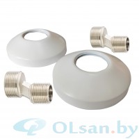 Комплект чашка декоративная 3/4" с эксцентриками 3/4"х1/2" хром/черный/белый, пара (Rostela)